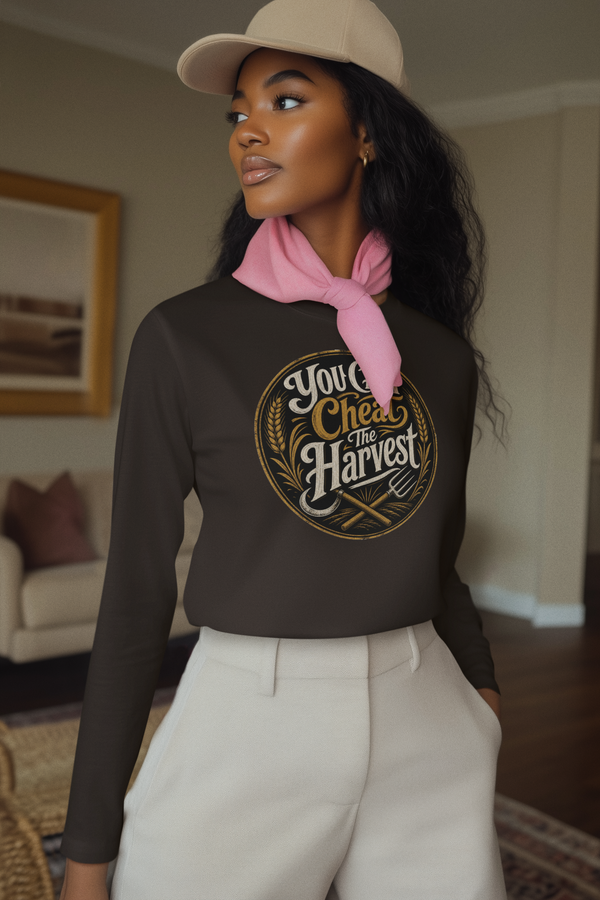 You Can't Cheat The Harvest Long Sleeve Tee | Growth Tools Farming Shirt for Discipline & Character  Long-sleeve   Golddust Capital Media