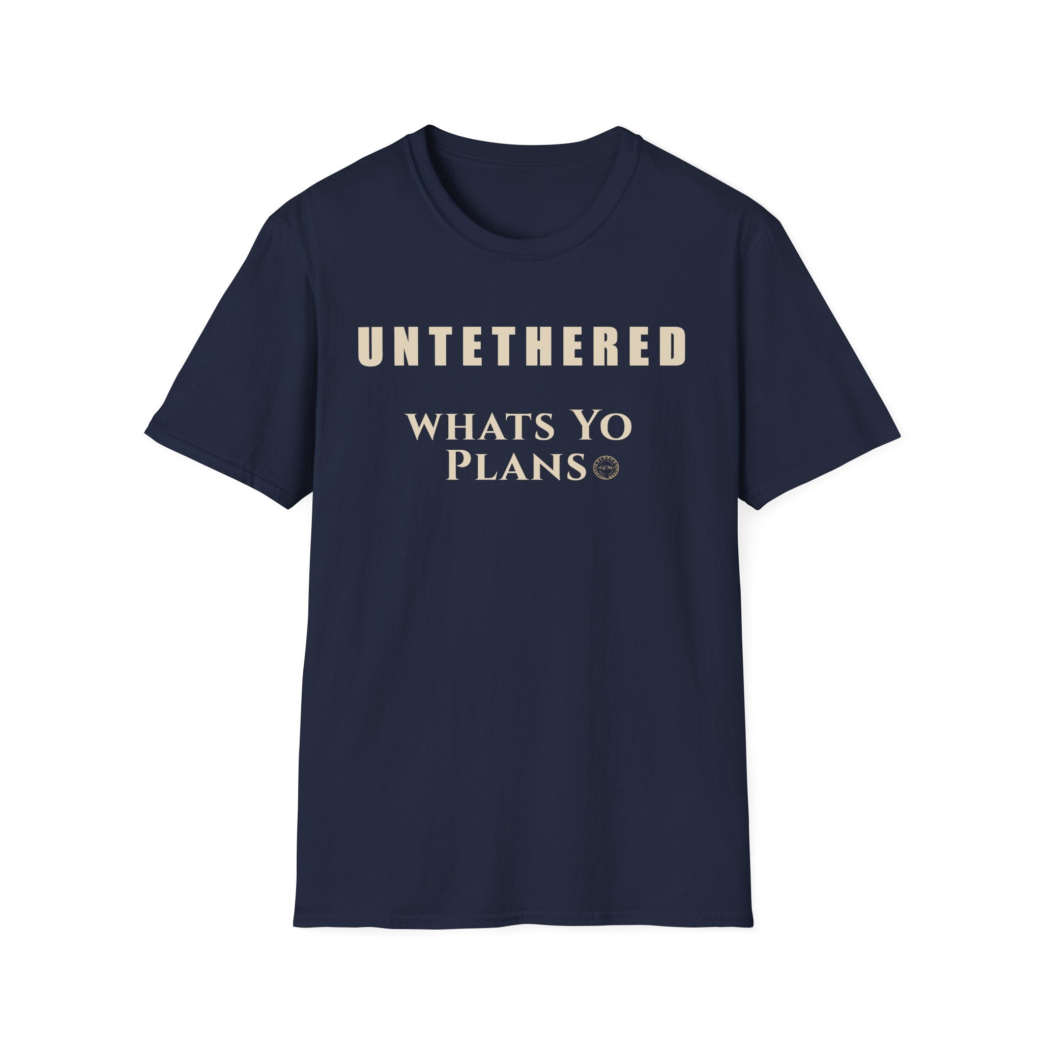 New Chapter Mindset Tee | Untethered What's Your Plans T-Shirt | Text Graphic Tee | Minimalist Life Event Shirt