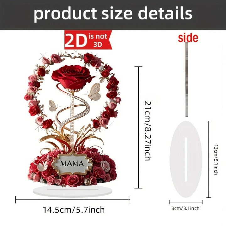 Acrylic Rose Desktop Decoration – Elegant Floral Desk Ornament for Home & Office