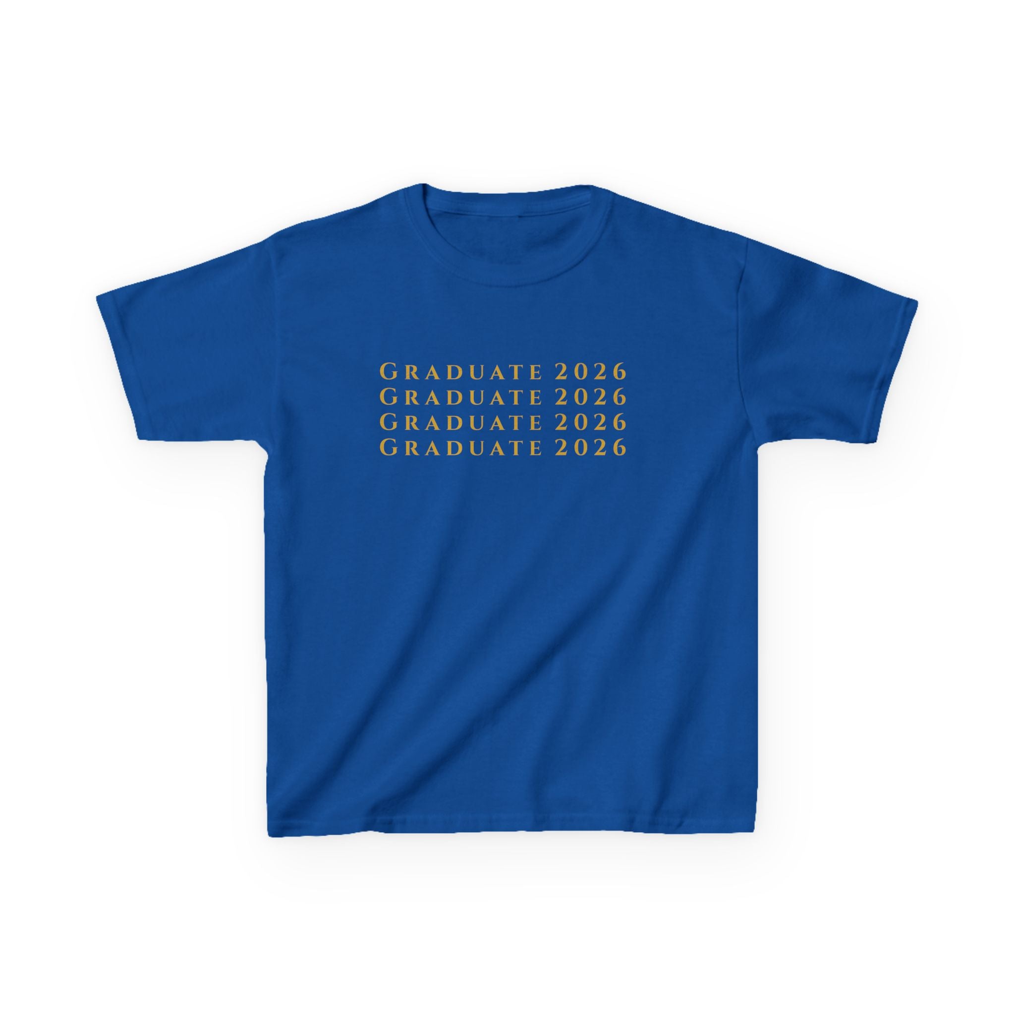 Graduate 2026 Kids Tee | Minimalist Repeating Gold Text, Graduation Shirt, Class of 2026