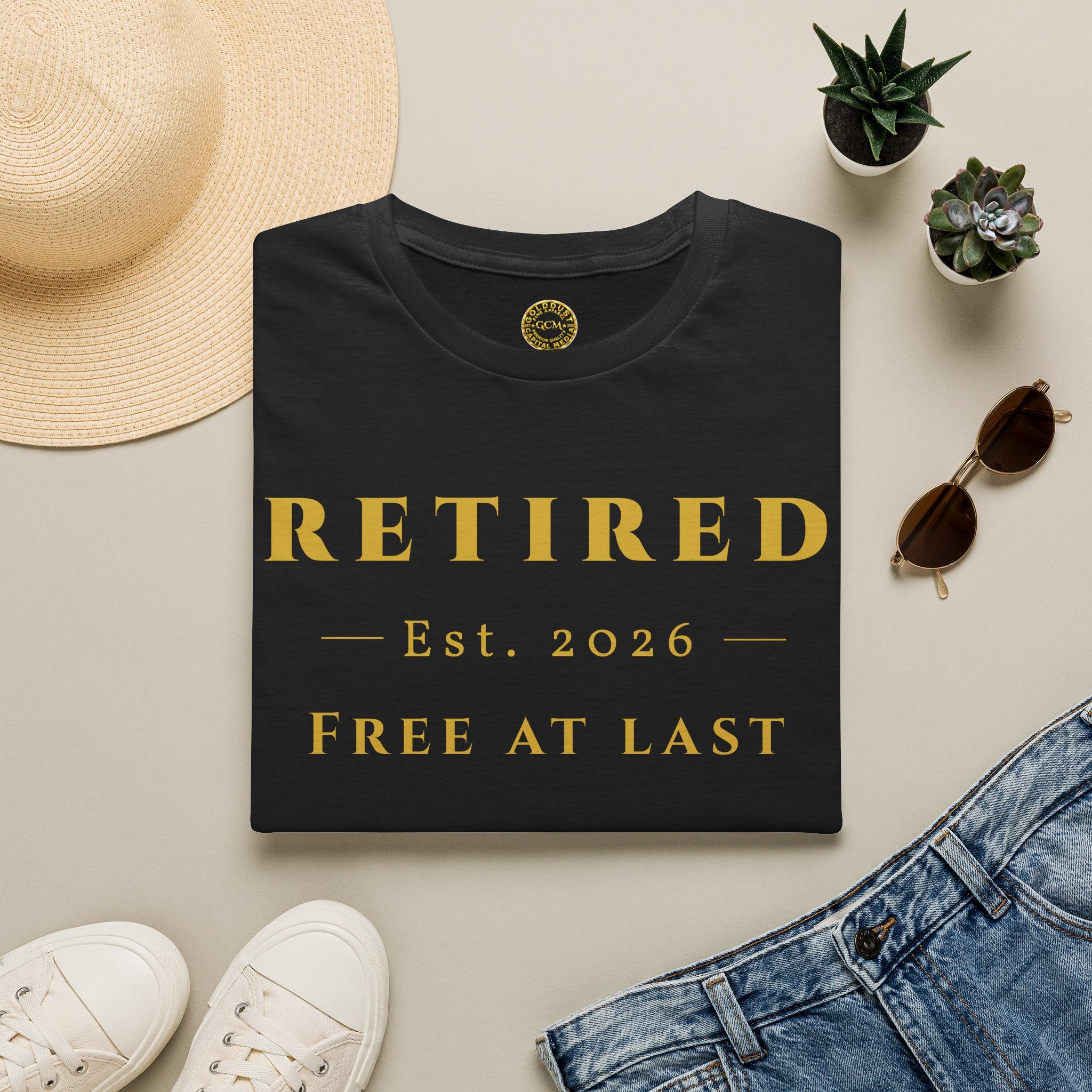Retired 2026 Free At Last Shirt | Retirement Gift for Men & Women | Vintage Cotton Tee | Soft Ring Spun Cotton | Celebrate Freedom