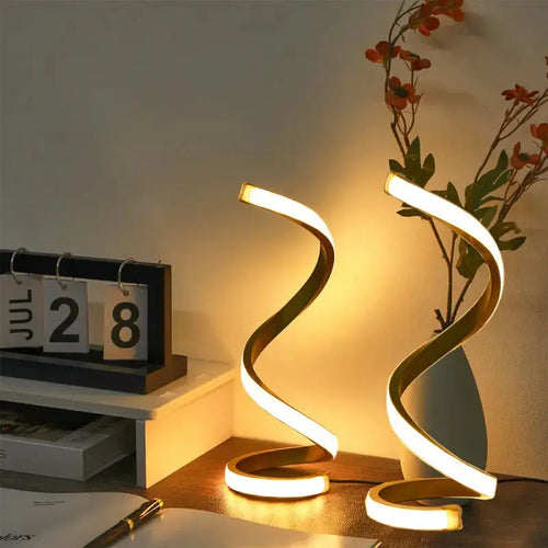 2Pcs Creative Spiral Adjustable LED Desk Lamp, Three-Color Dimming, Soft Lighting, Eye-Friendly And Comfortable, Suitable For Bedroom, Living Room, Bathroom, And Home Decor, USB-Powered Table Lamp Golddust Capital Media