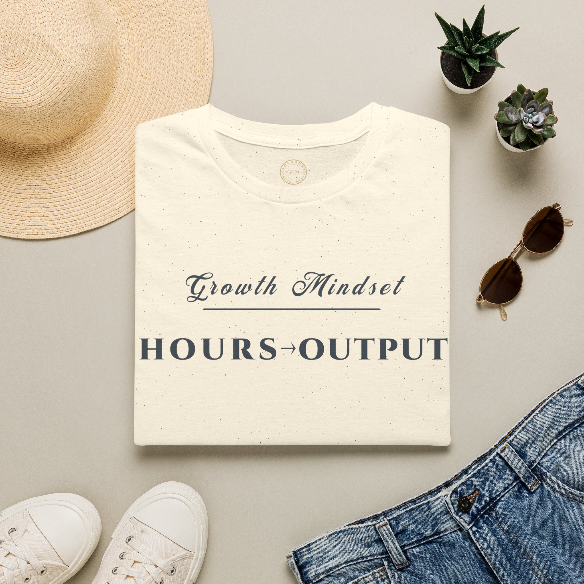 Growth Mindset T-Shirt | HOURS → OUTPUT Motivational Performance Tee | Minimalist Executive T-Shirt
