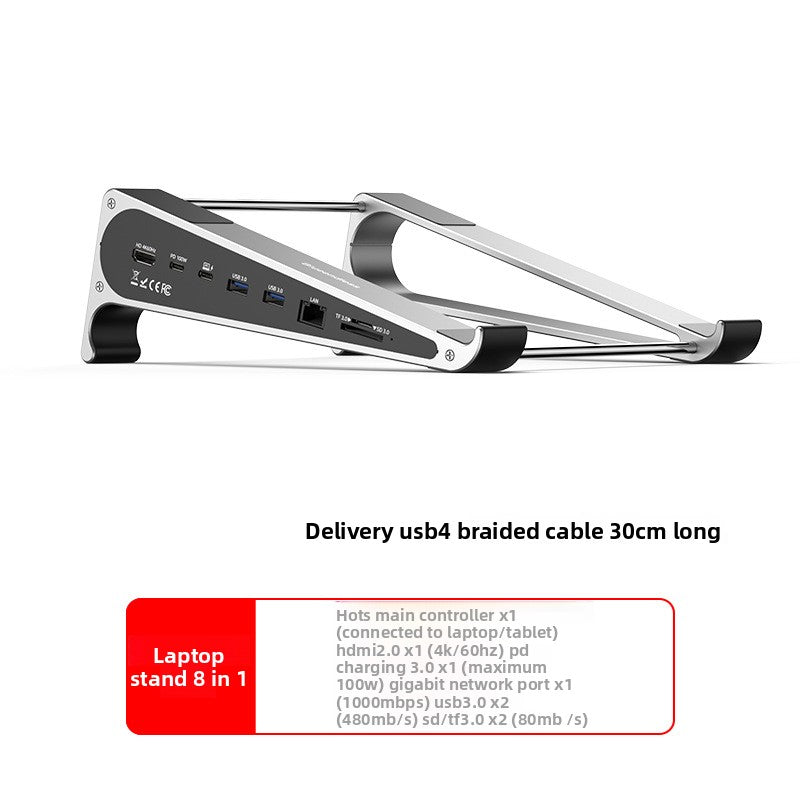 10-Port Laptop Docking Station – HDMI, Gigabit Ethernet, USB 3.0 Hub, 360° Foldable, Aluminum Alloy
