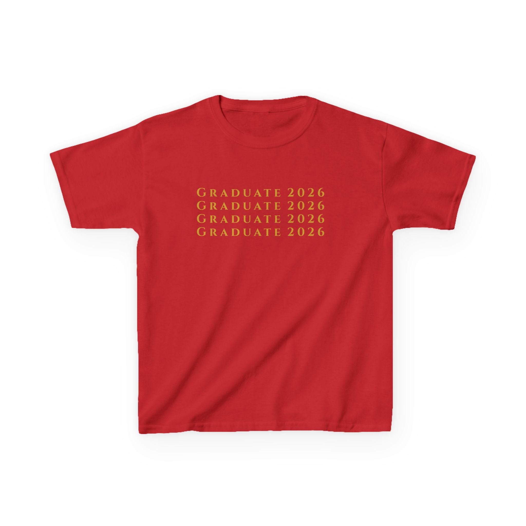 Graduate 2026 Kids Tee | Minimalist Repeating Gold Text, Graduation Shirt, Class of 2026