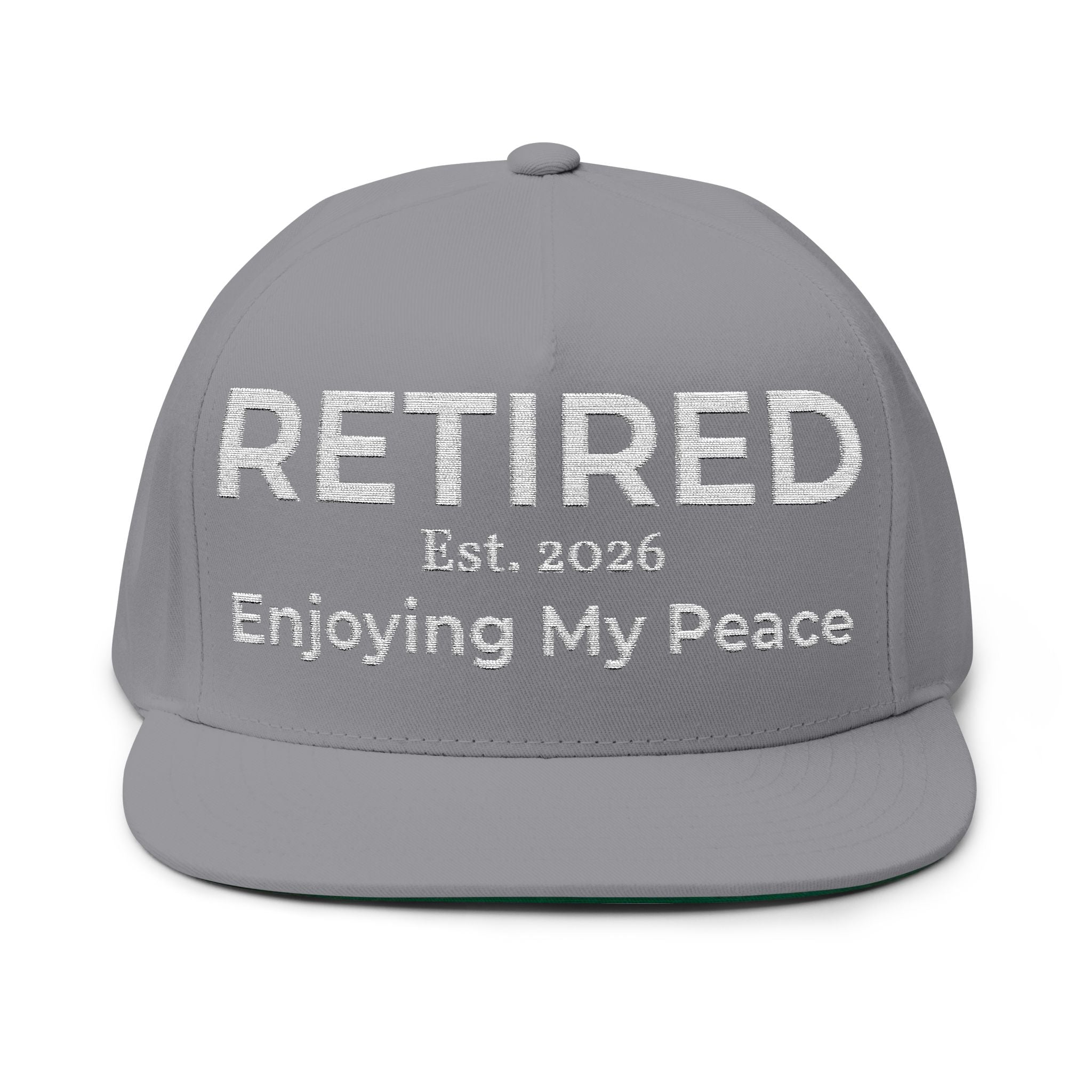 Retired 2026 Hat | Enjoying My Peace Cap | Retirement Gift for Women & Men | Flat Bill Snapback | Vintage Cotton Twill Embroidered Hat