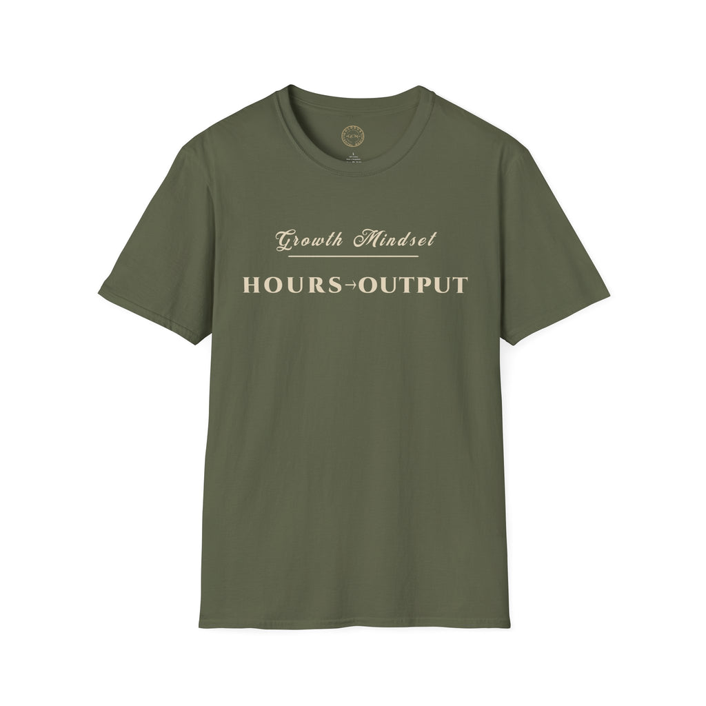 Growth Mindset T-Shirt | HOURS → OUTPUT Motivational Performance Tee | Minimalist Executive T-Shirt