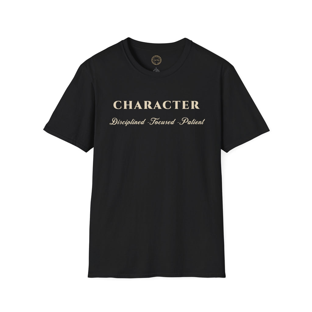 Character T-Shirt — "Disciplined • Focused • Patient" Inspirational Tee