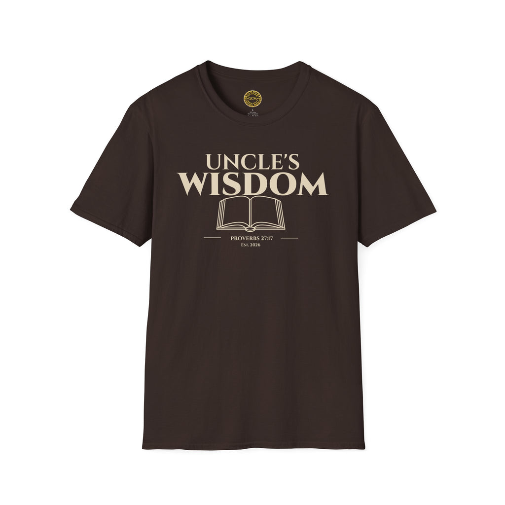 Uncle Wisdom Bible Verse T-Shirt | Christian Gift | Religious Men's Tee | Faith Based Mentorship Apparel | Godly Uncle Gift | Proverbs 27:17 Bible Verse