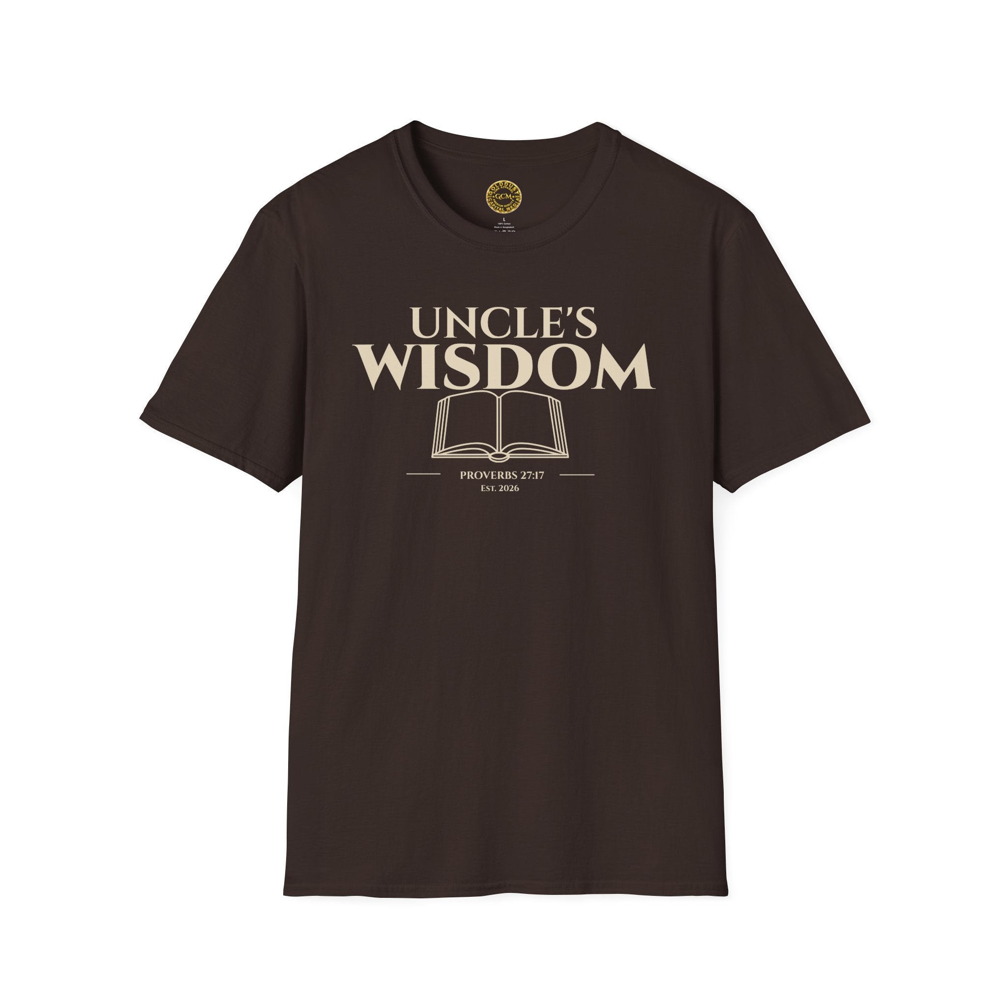 Uncle Wisdom Bible Verse T-Shirt | Christian Gift | Religious Men's Tee | Faith Based Mentorship Apparel | Godly Uncle Gift | Proverbs 27:17 Bible Verse