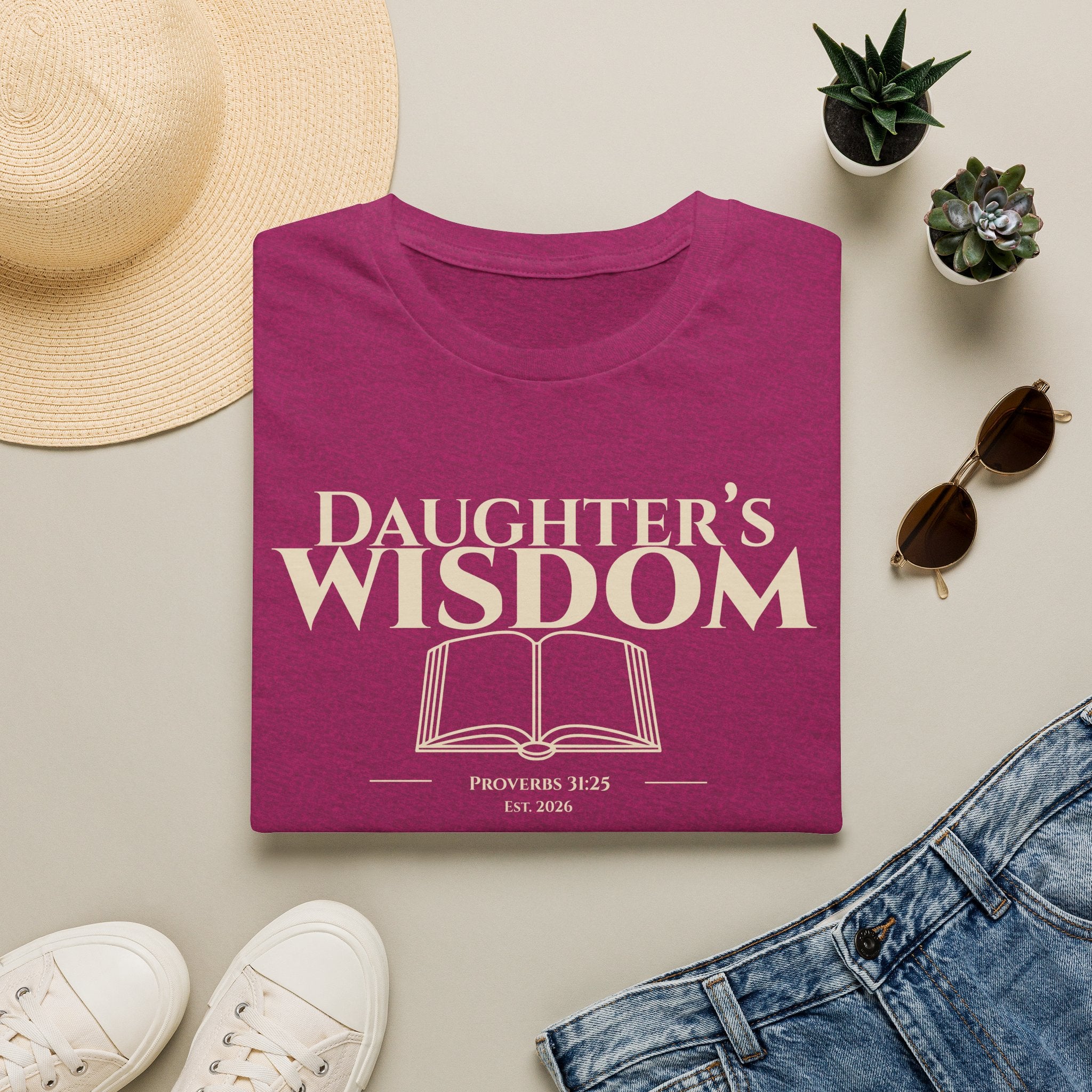 Daughter's Wisdom Bible Verse T-Shirt - Proverbs 31:25 Christian Gift - Strength & Dignity Religious Shirt for Her - Young Woman of Faith
