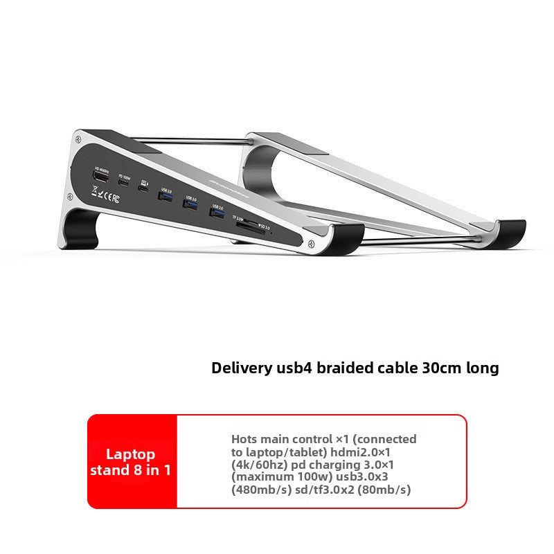 10-Port Laptop Docking Station – HDMI, Gigabit Ethernet, USB 3.0 Hub, 360° Foldable, Aluminum Alloy