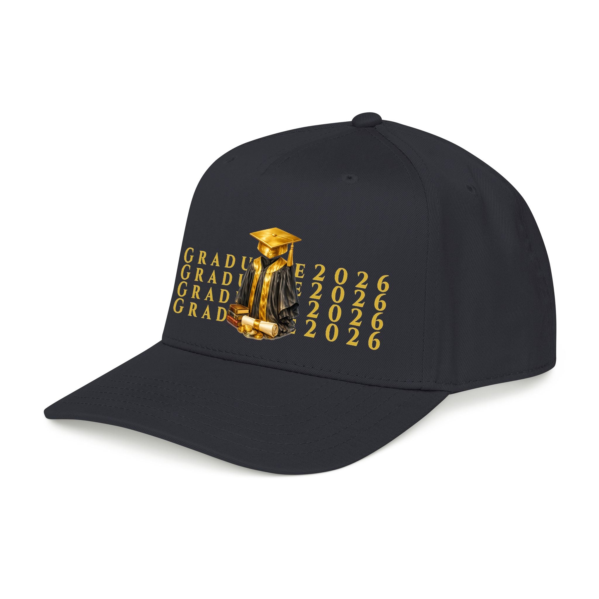 Class of 2026 Graduation Baseball Cap – Gold Cap & Gown Mid Profile Hat