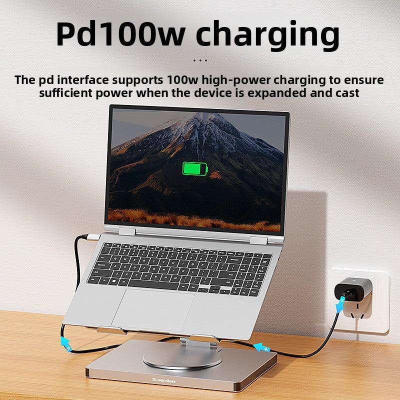 10-Port Laptop Docking Station – HDMI, Gigabit Ethernet, USB 3.0 Hub, 360° Foldable, Aluminum Alloy