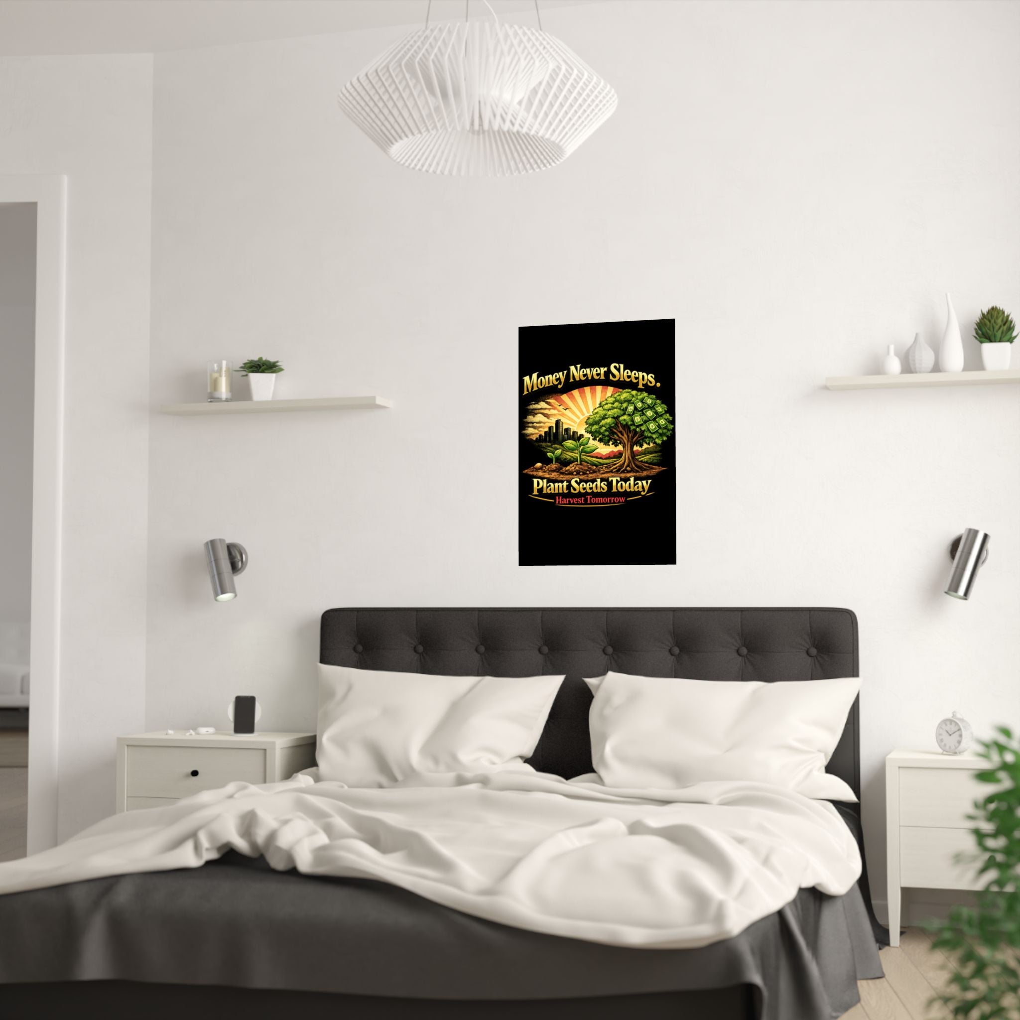 Plant Seeds Today Poster – Money Never Sleeps Growth Mindset Wall Art