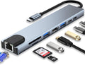 Type-C 8-in-1 Docking Station – USB Hub with Ethernet, Card Reader & 5Gbps Transfer, Plug & Play