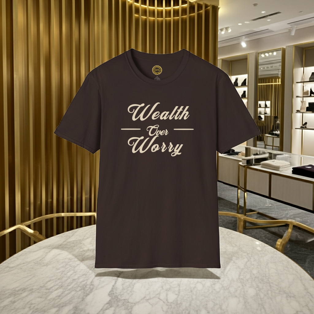 Abundance Mindset Tee | Wealth Over Worry | Minimalist Self Growth Shirt for Peace, Focus and Intentional Living