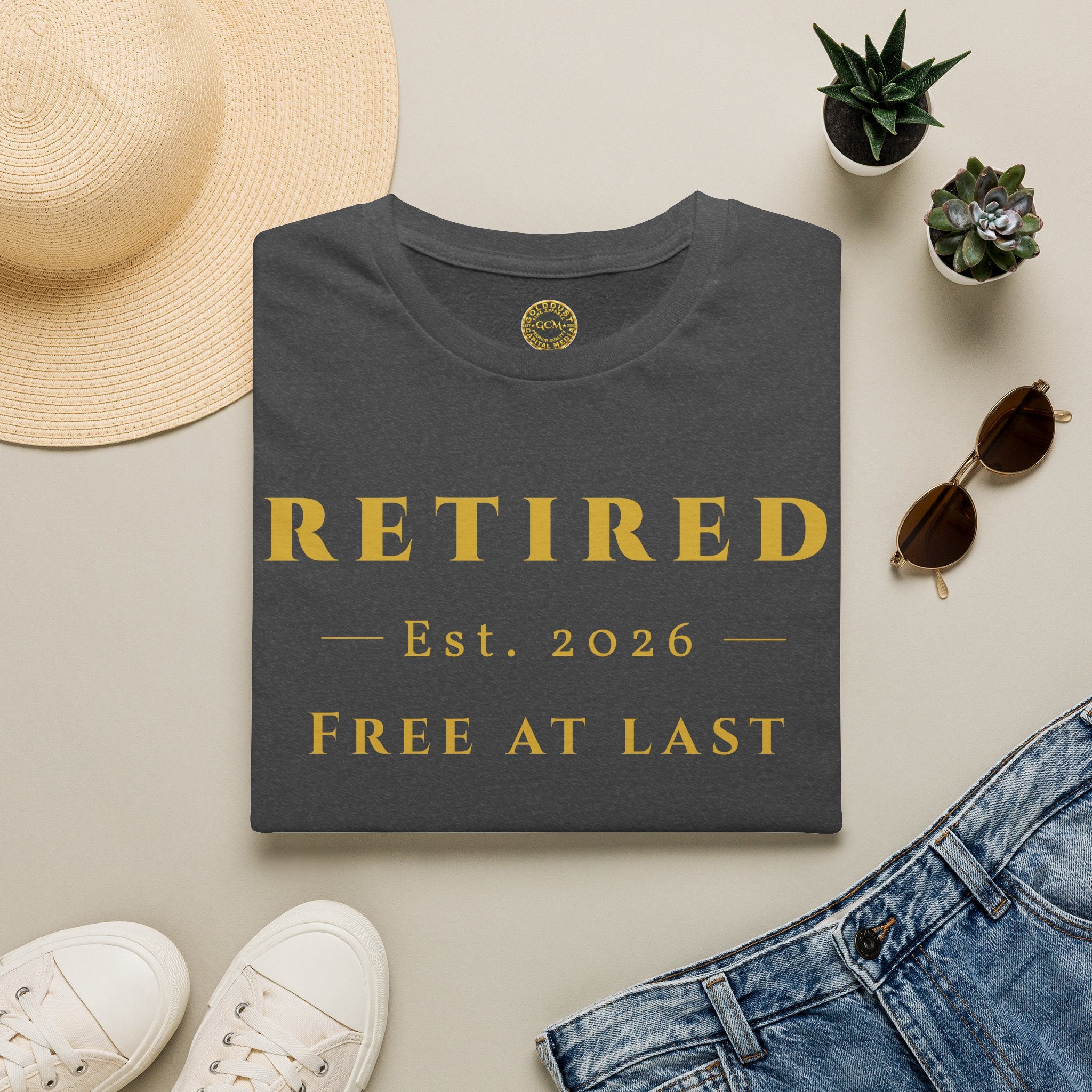 Retired 2026 Free At Last Shirt | Retirement Gift for Men & Women | Vintage Cotton Tee | Soft Ring Spun Cotton | Celebrate Freedom