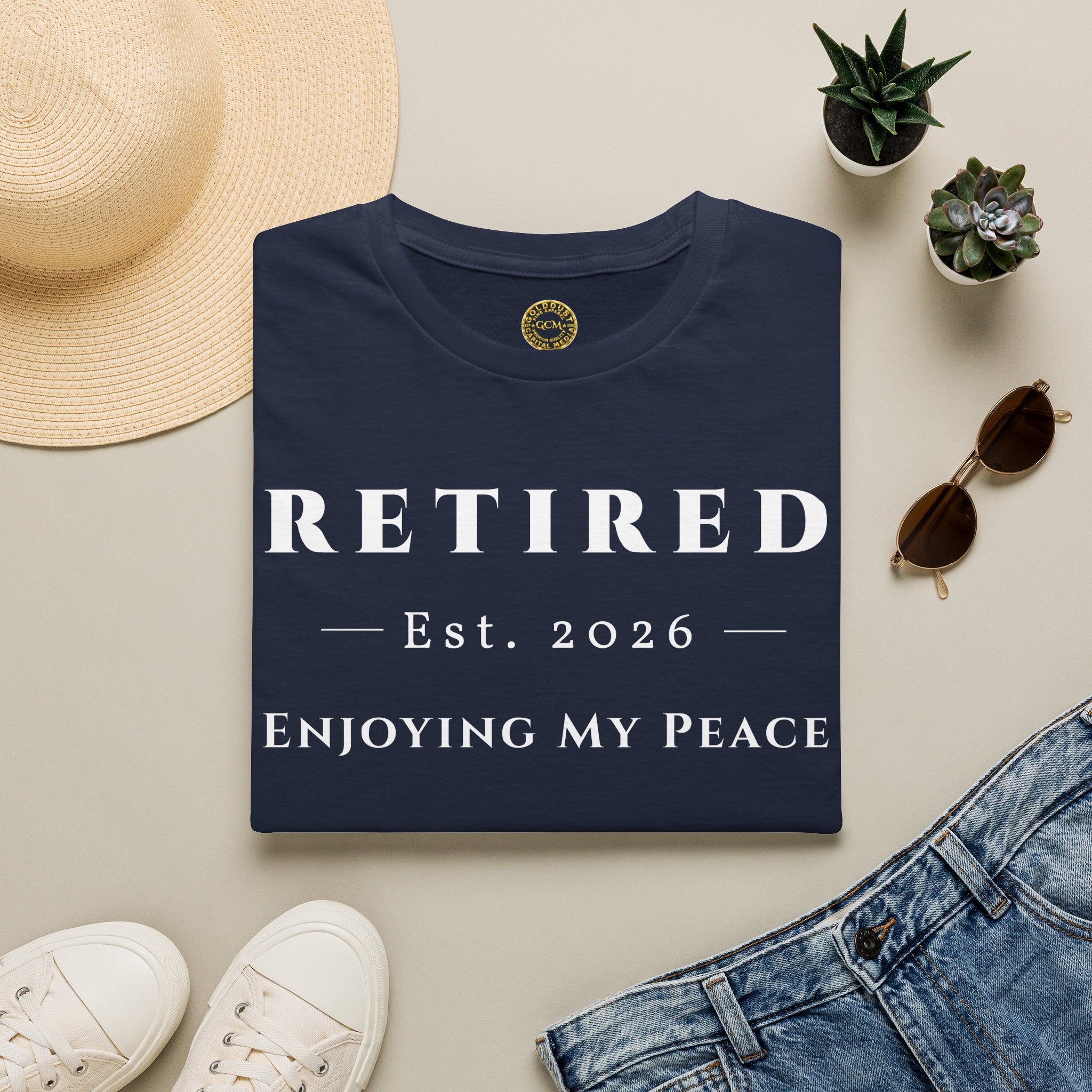 Retired 2026 Enjoying My Peace Shirt | Retirement Gift for Women and Men | Soft Ring Spun Cotton Tee | Matching Set T Shirt and Hat