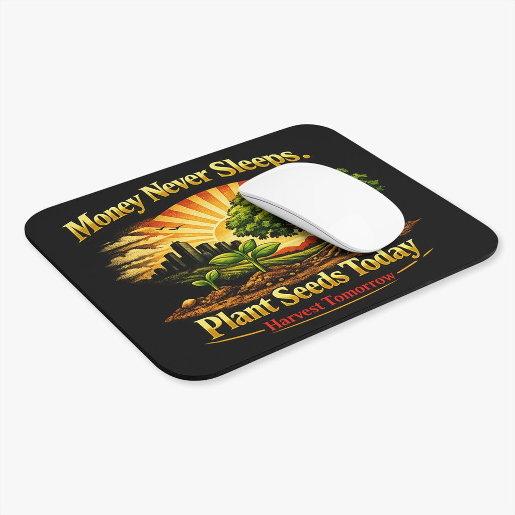 Plant Seeds Today Mouse Pad – Money Never Sleeps Growth Mindset Desk Mat