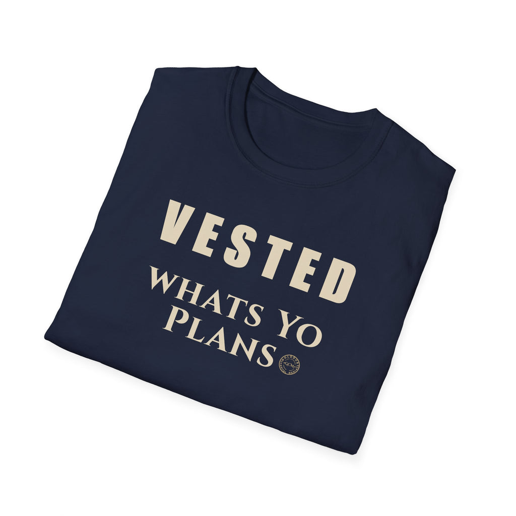 Earned Equity Mindset Tee | Vested What's Your Plans | Minimalist Life Event Shirt for Growth, Ownership and New Chapters| Minimal Graphic Tee