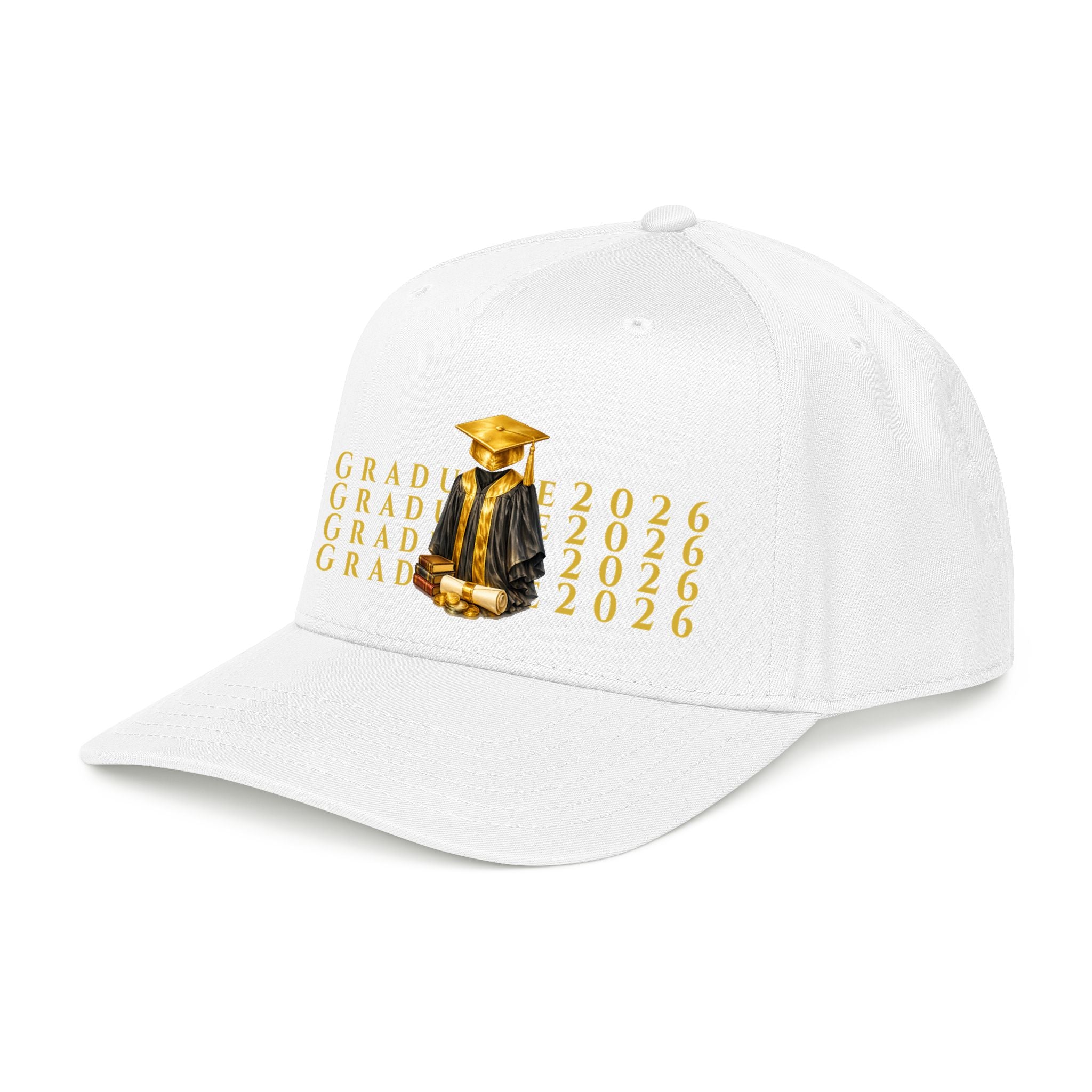 Class of 2026 Graduation Baseball Cap – Gold Cap & Gown Mid Profile Hat