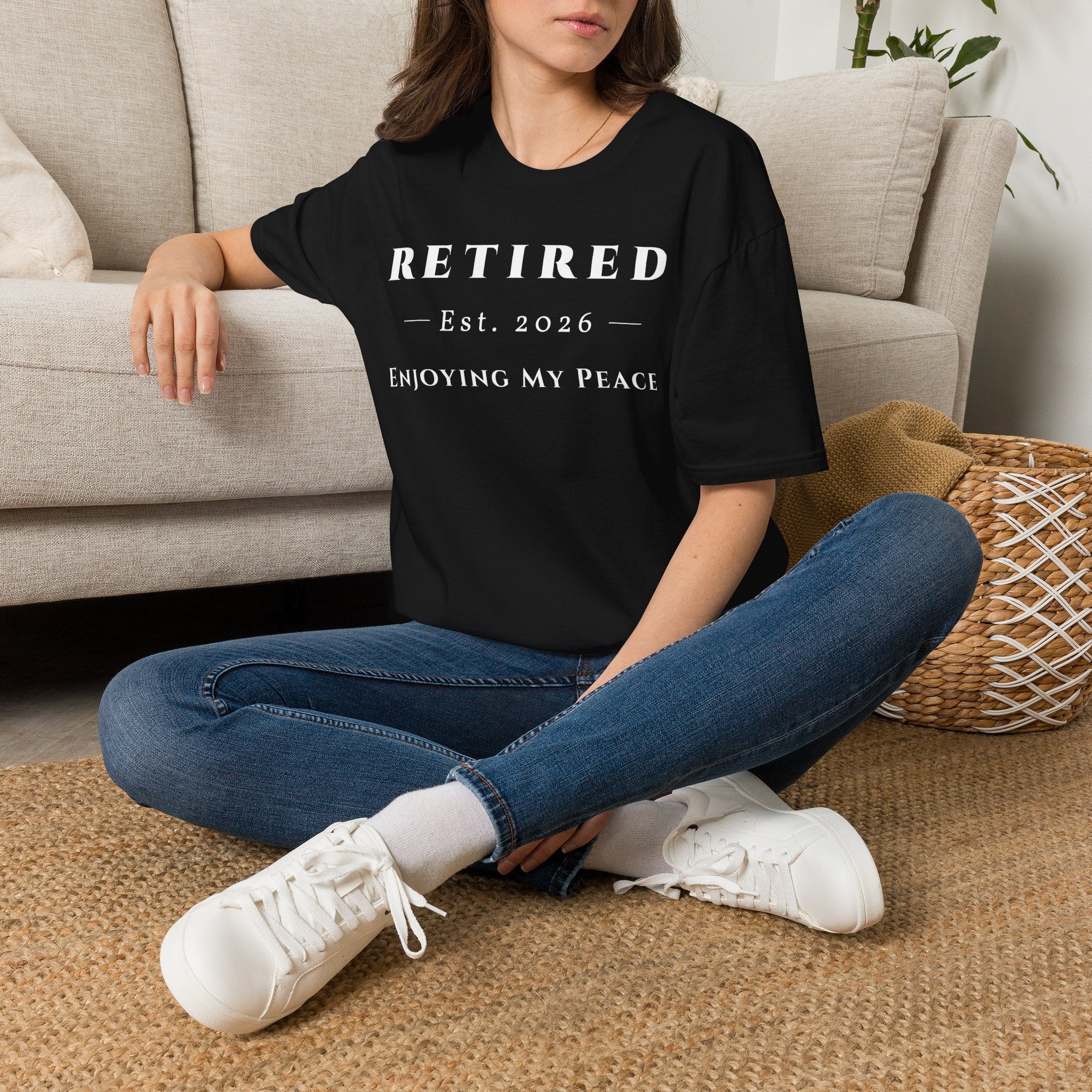 Retired 2026 Enjoying My Peace Shirt | Retirement Gift for Women and Men | Soft Ring Spun Cotton Tee | Matching Set T Shirt and Hat