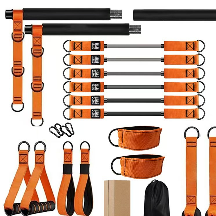 Pilates Resistance Band Push-Pull Rod Set – Home Fitness Equipment for Yoga, Stretching & Strength