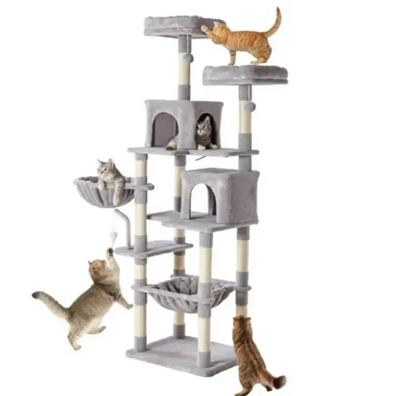 71-inch Cat Tree Tower, Large Multi-story Cat Climbing Tower, Natural Sisal Grabber Posts, Extended Platform, Hammock Cat Tower Golddust Capital Media