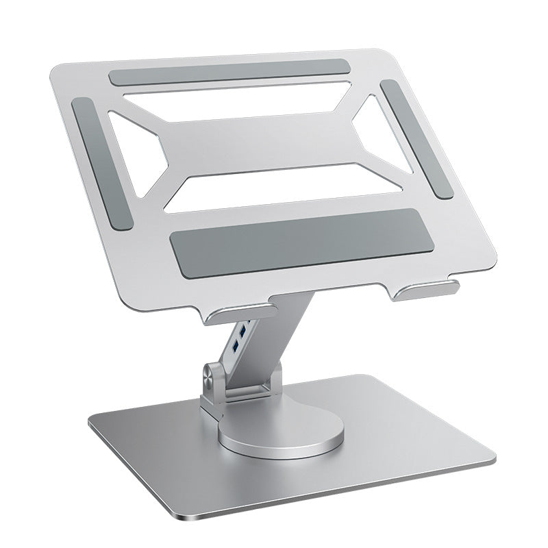 Laptop Docking Station Stand – 360° Rotating Foldable USB 3.0 Hub with Height Adjustment, Aluminum Alloy