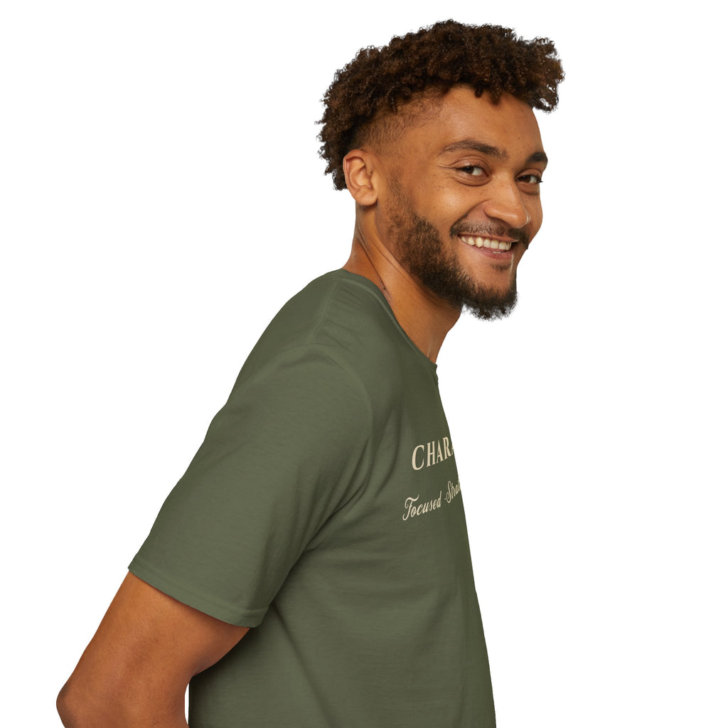 Character Tee — "Focused • Strategic • Decisive" Motivational Shirt