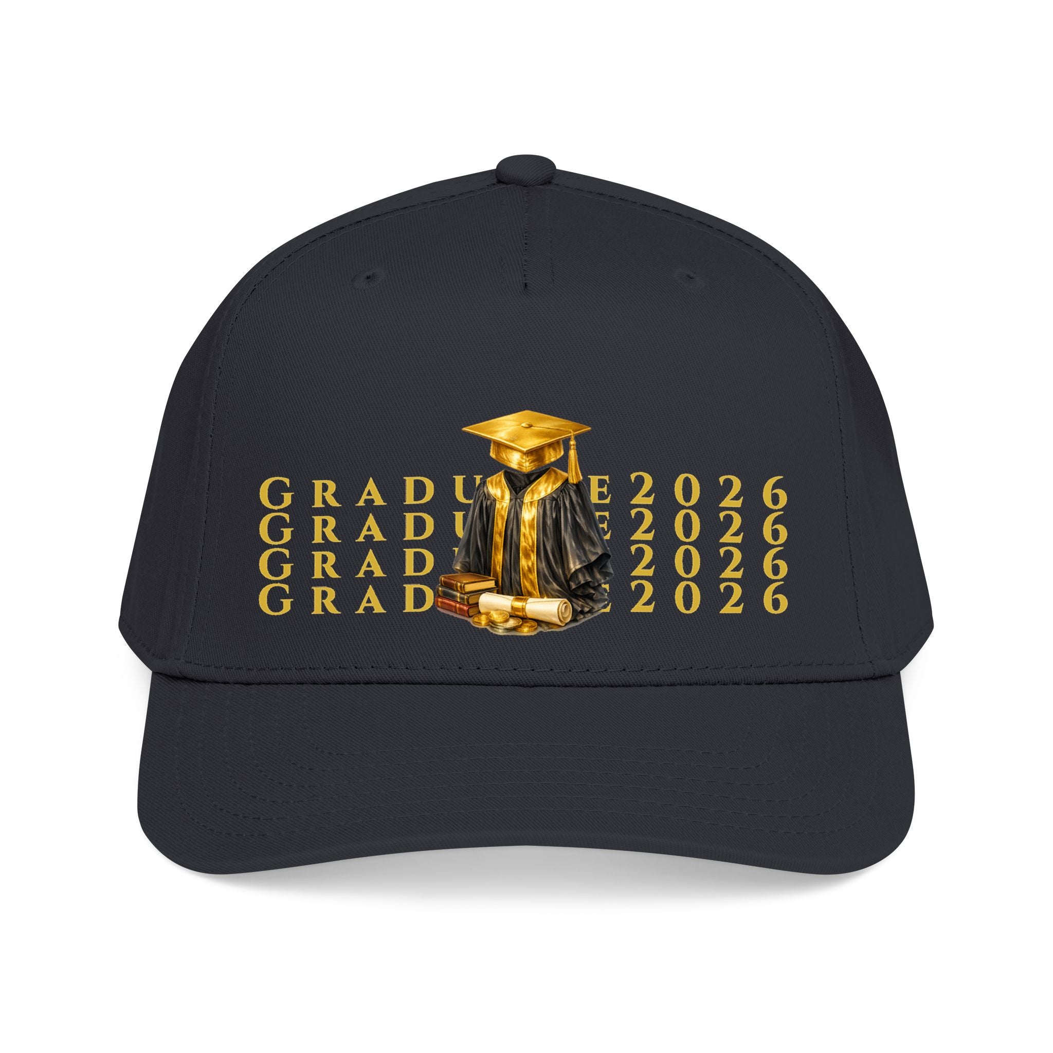 Class of 2026 Graduation Baseball Cap – Gold Cap & Gown Mid Profile Hat