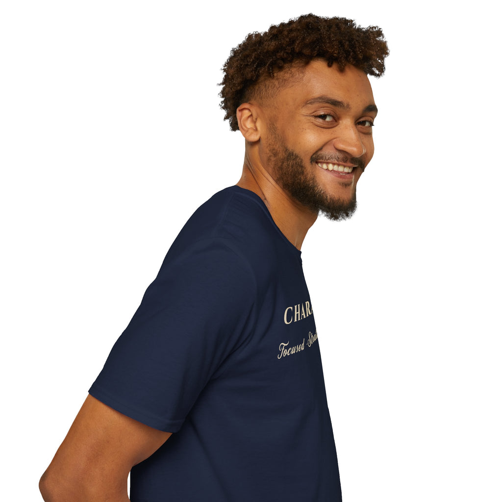 Character Tee — "Focused • Strategic • Decisive" Motivational Shirt