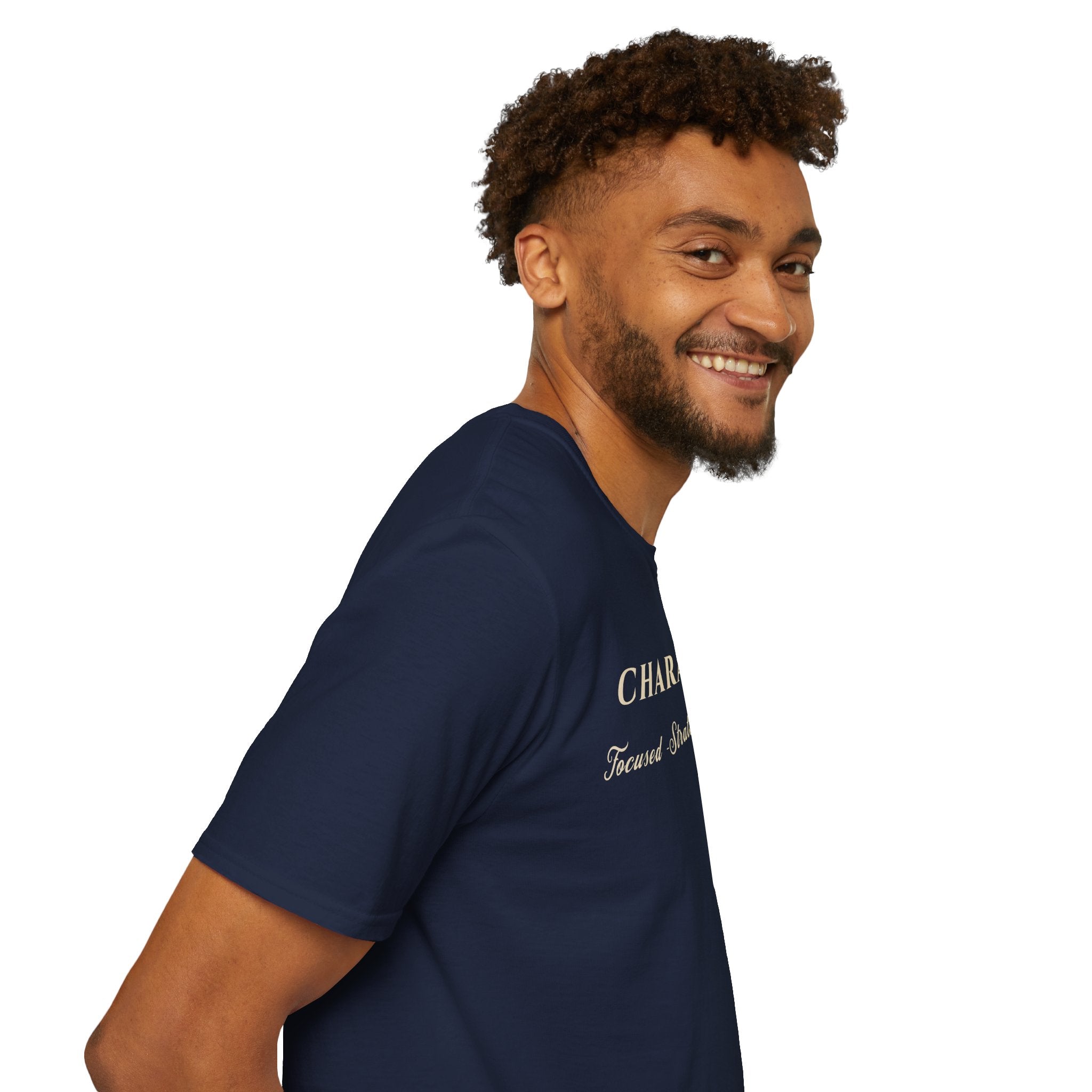 Character Tee — "Focused • Strategic • Decisive" Motivational Shirt