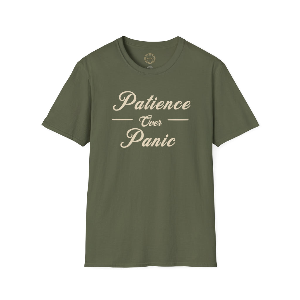 Patience Over Panic T-Shirt | Relaxed Mindset Inspirational Tee | Statement T-Shirt