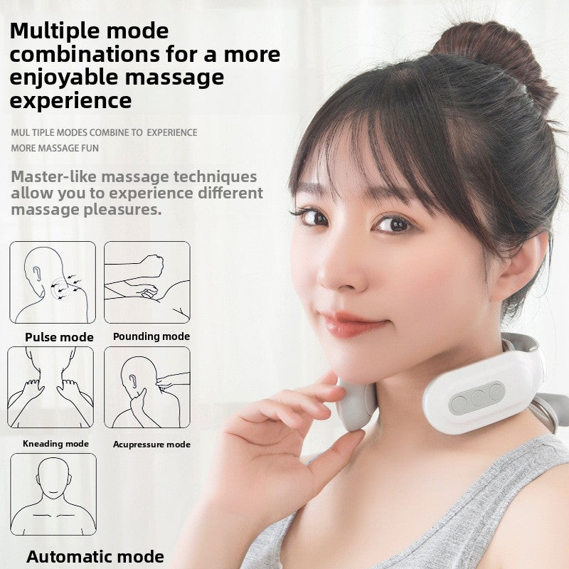 Multifunctional Pulse Heat Neck Massager – 16 Intensity Levels, 6 Modes & Hot Compress