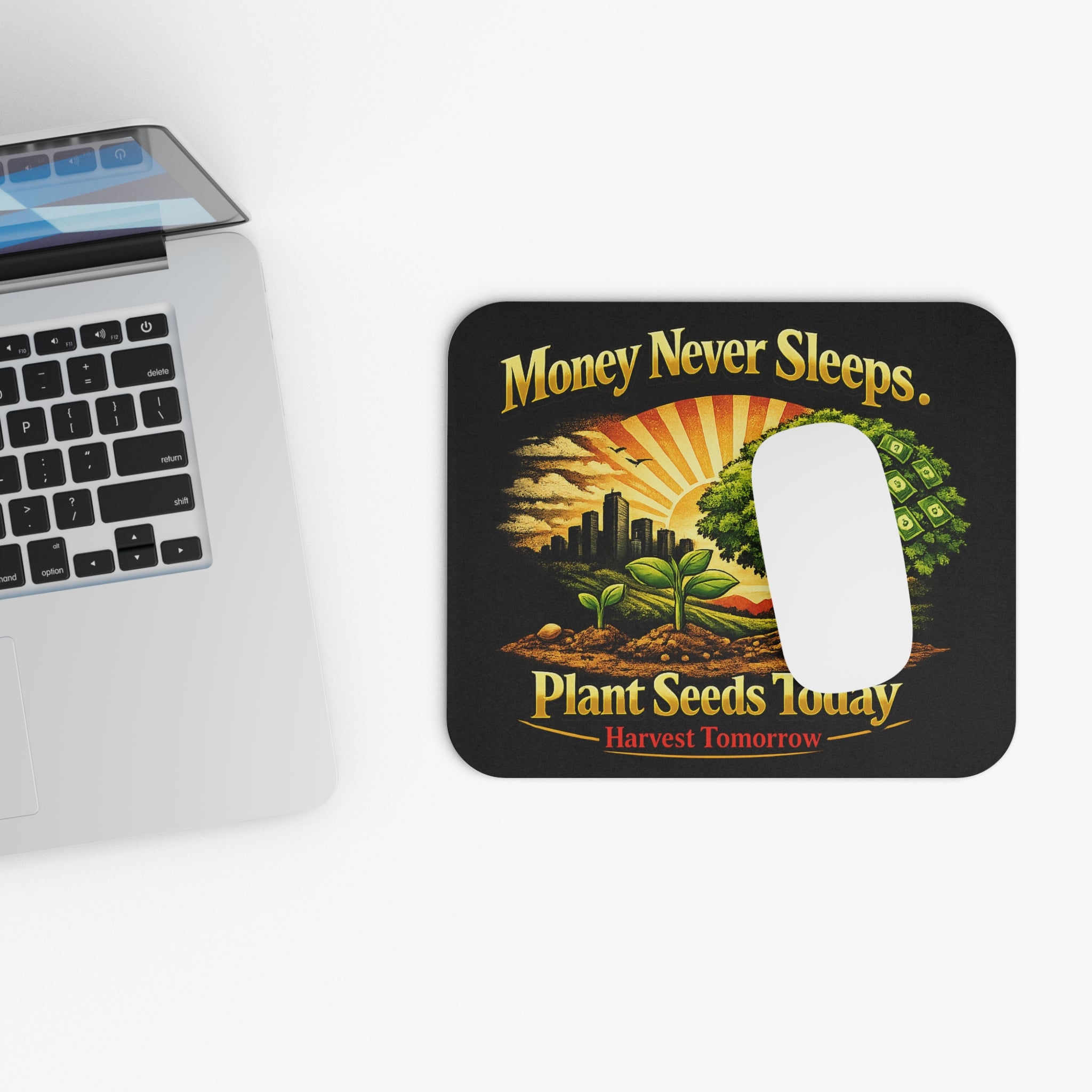 Plant Seeds Today Mouse Pad – Money Never Sleeps Growth Mindset Desk Mat