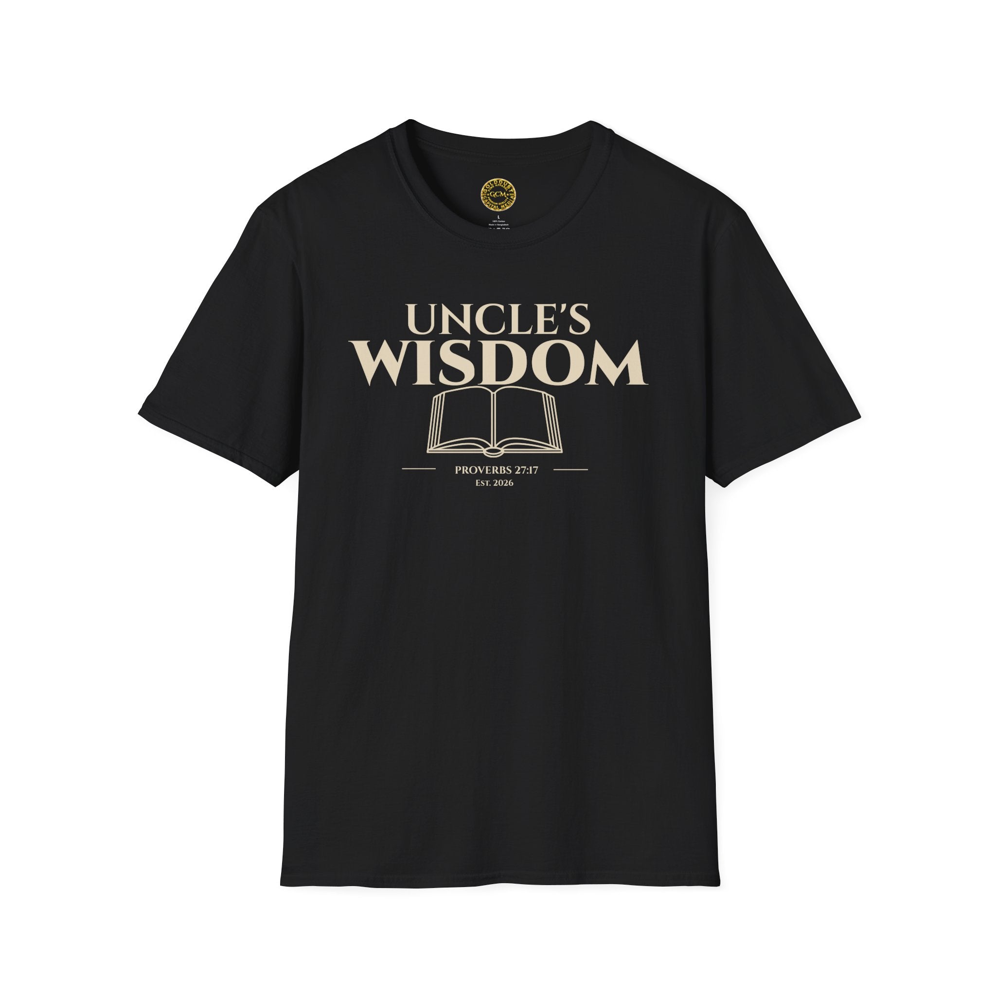 Uncle Wisdom Bible Verse T-Shirt | Christian Gift | Religious Men's Tee | Faith Based Mentorship Apparel | Godly Uncle Gift | Proverbs 27:17 Bible Verse