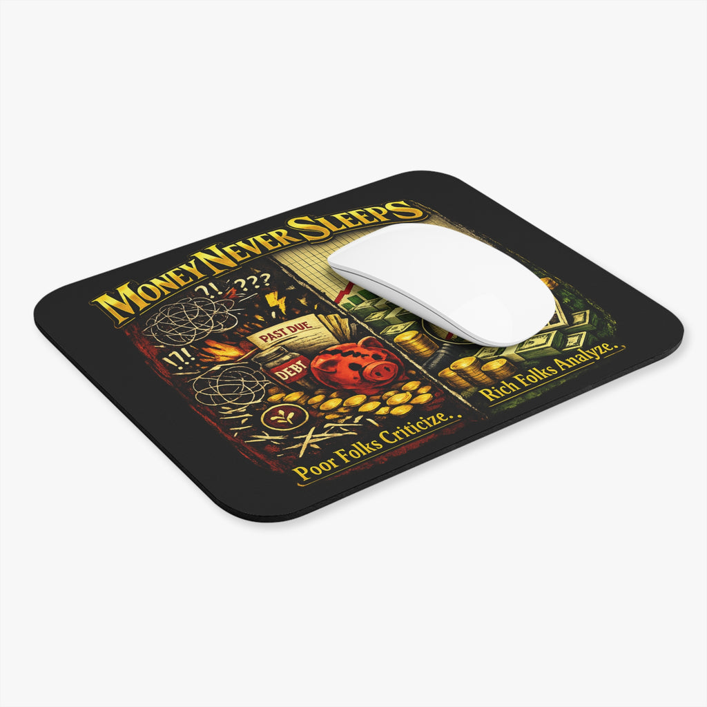Money Never Sleeps Mouse Pad – Finance Illustration Stock Market Desk Mat