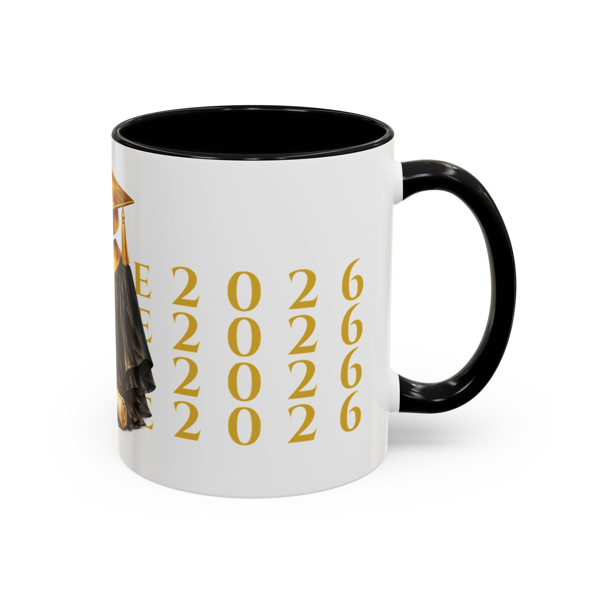 Class of 2026 Graduation Mug – Gold Cap & Gown Accent Coffee Mug 11oz & 15oz