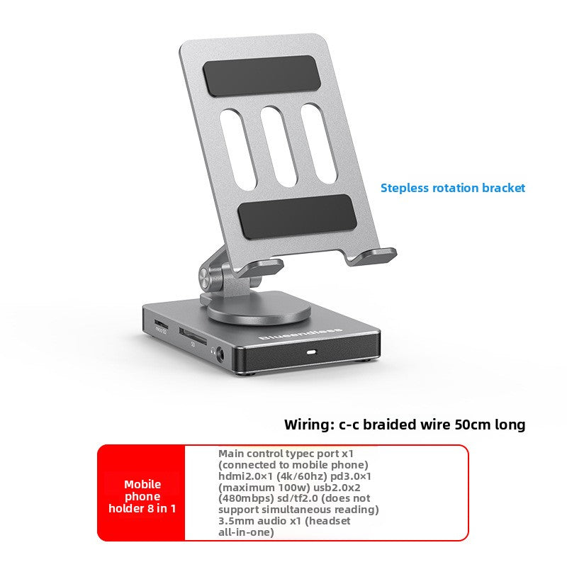 10-Port Laptop Docking Station – HDMI, Gigabit Ethernet, USB 3.0 Hub, 360° Foldable, Aluminum Alloy