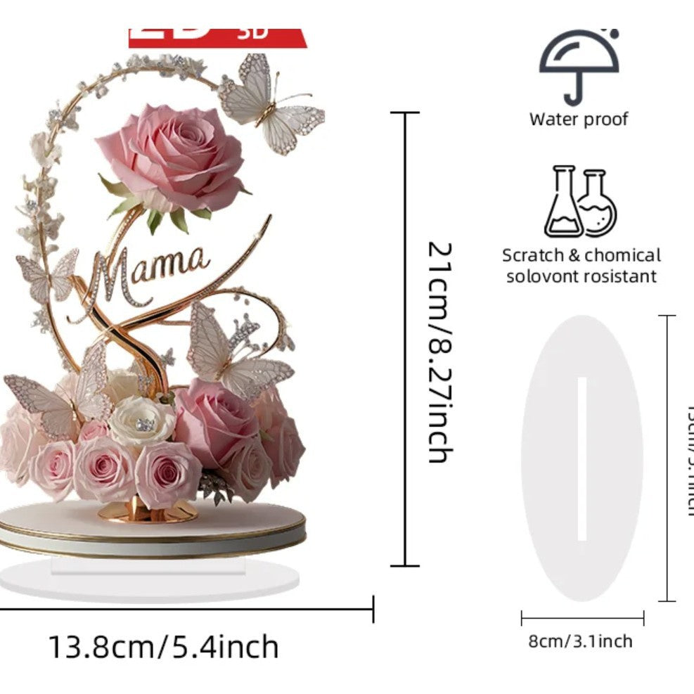 Acrylic Rose Desktop Decoration – Elegant Floral Desk Ornament for Home & Office
