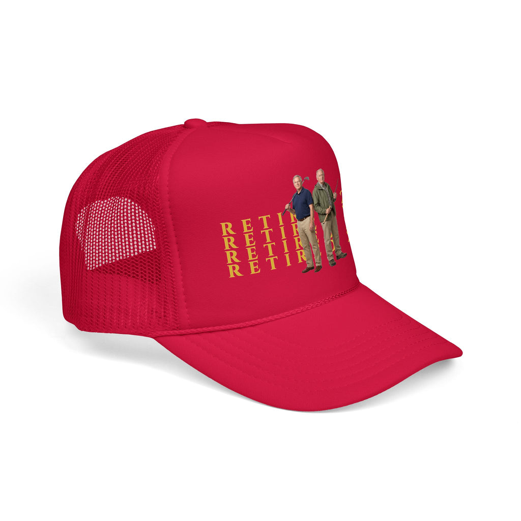 Retired 2026 Foam Personalized Image Trucker Hat | Retirement Year, Two Men Illustration