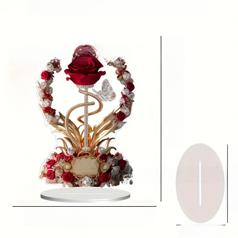 Acrylic Rose Desktop Decoration – Elegant Floral Desk Ornament for Home & Office