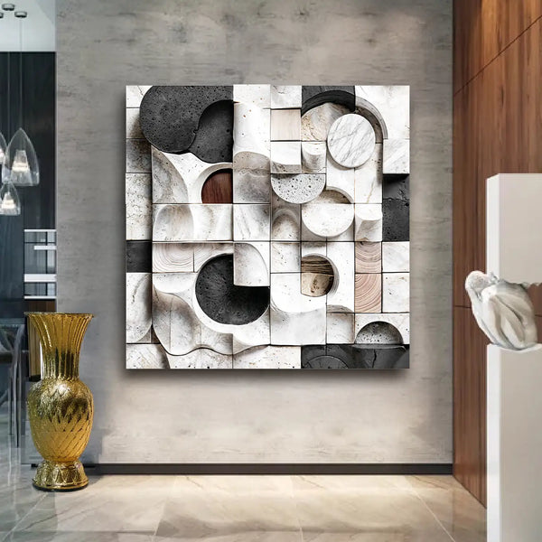 Abstract Black & White Wall Sculpture Wall Art Canvas Golddust Capital Media