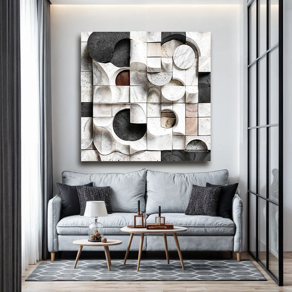 Abstract Black & White Wall Sculpture Wall Art Canvas Golddust Capital Media