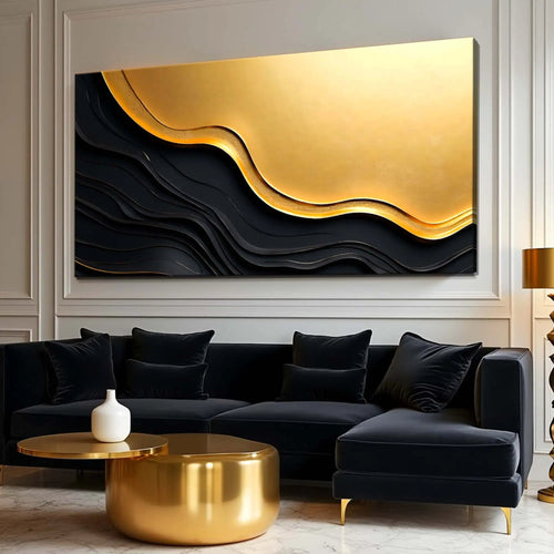 Black And Gold Minimalist Abstract V Canvas Golddust Capital Media