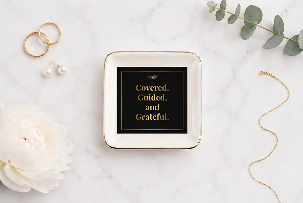 Ceramic Trinket Tray | Covered, Guided, and Grateful Home Decor Golddust Capital Media