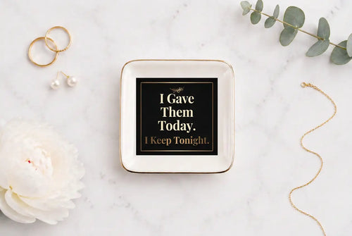 Ceramic Trinket Tray | I Earned My Peace Today | Gold Script Jewelry Dish Home Decor Golddust Capital Media