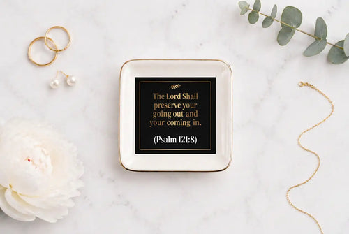 Ceramic Trinket Tray | Psalm 121:8 The Lord Shall Preserve Your Going Out and Your Coming In Home Decor Golddust Capital Media